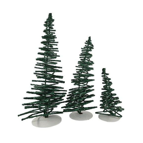 Department 56 Accessory Frosted Zig Zag Trees Set Of 3 Resin Snow Village 52507 - Picture 4 of 8
